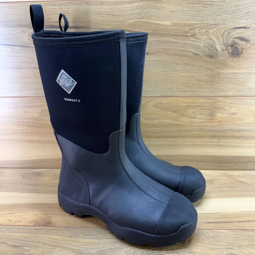 Muck Boots Derwent II Tall Mens 9 Black Waterproof Chore Boots Outdoor Snow